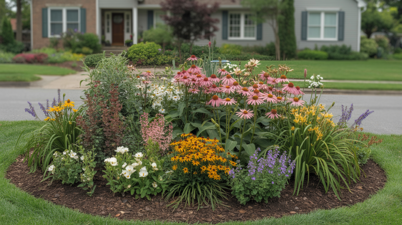 Easy-Care Perennial Round Flower Bed