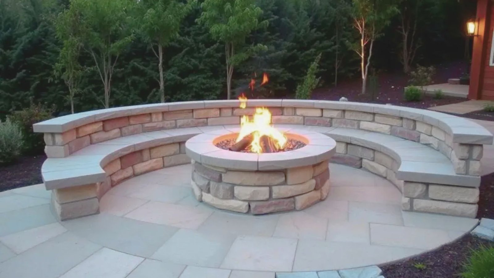4. Outdoor Fireplace with Built-In Seating