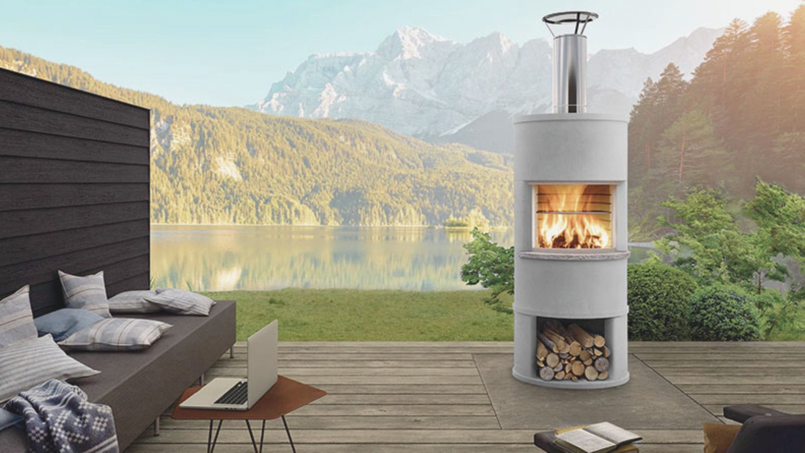 13. Freestanding Modern Outdoor Fireplace