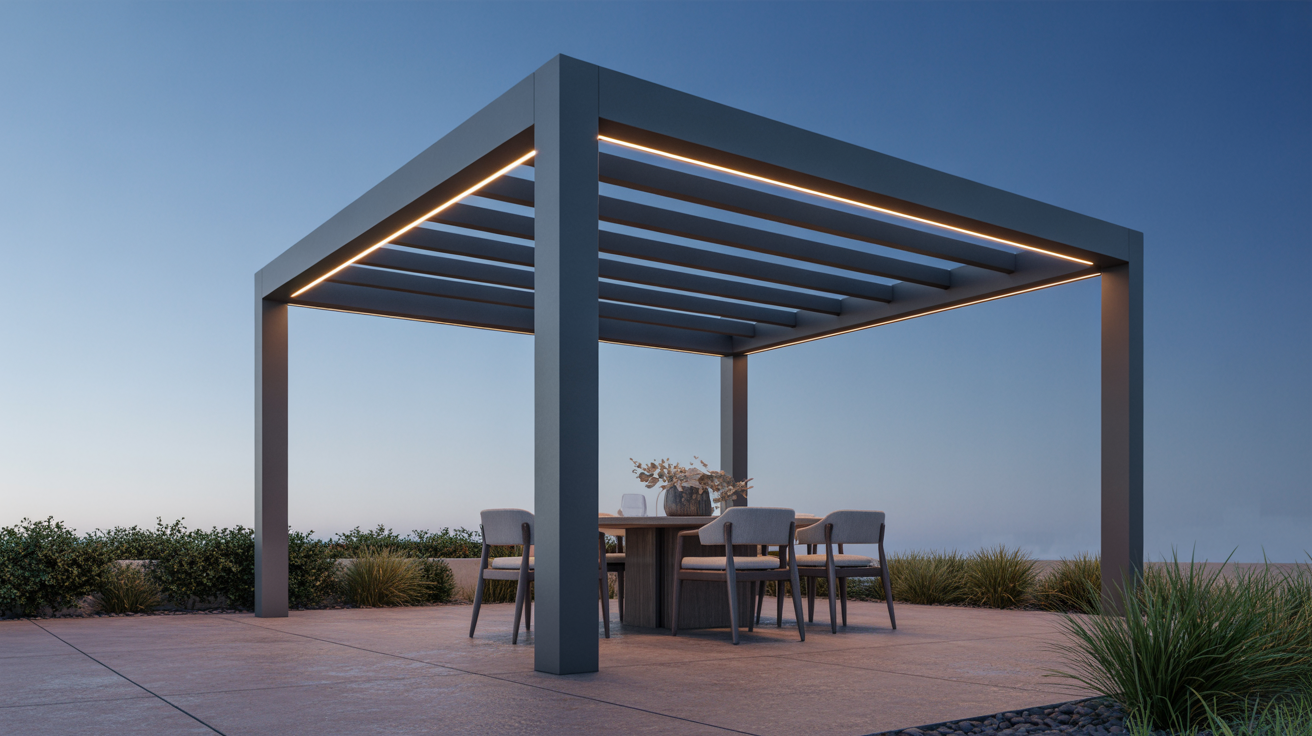 Outdoor Dining Pergola with Lighting