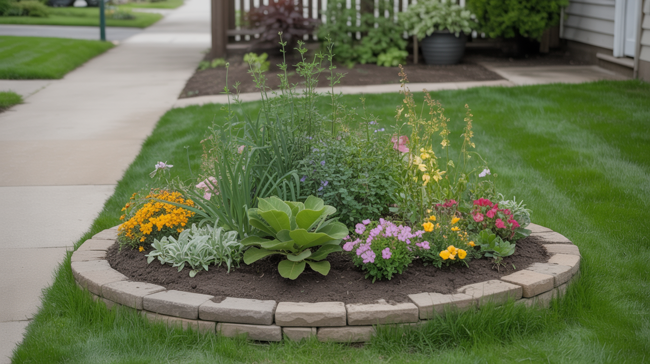 Small Corner Round Flower Bed