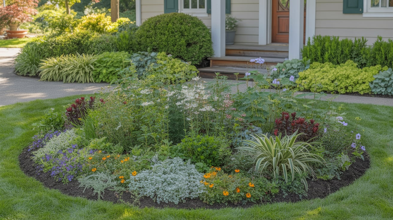 Flower-Filled Foundation Round Bed