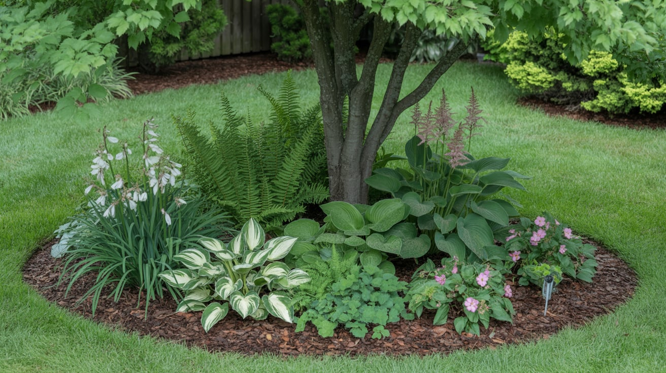 Shade-Loving Round Flower Bed
