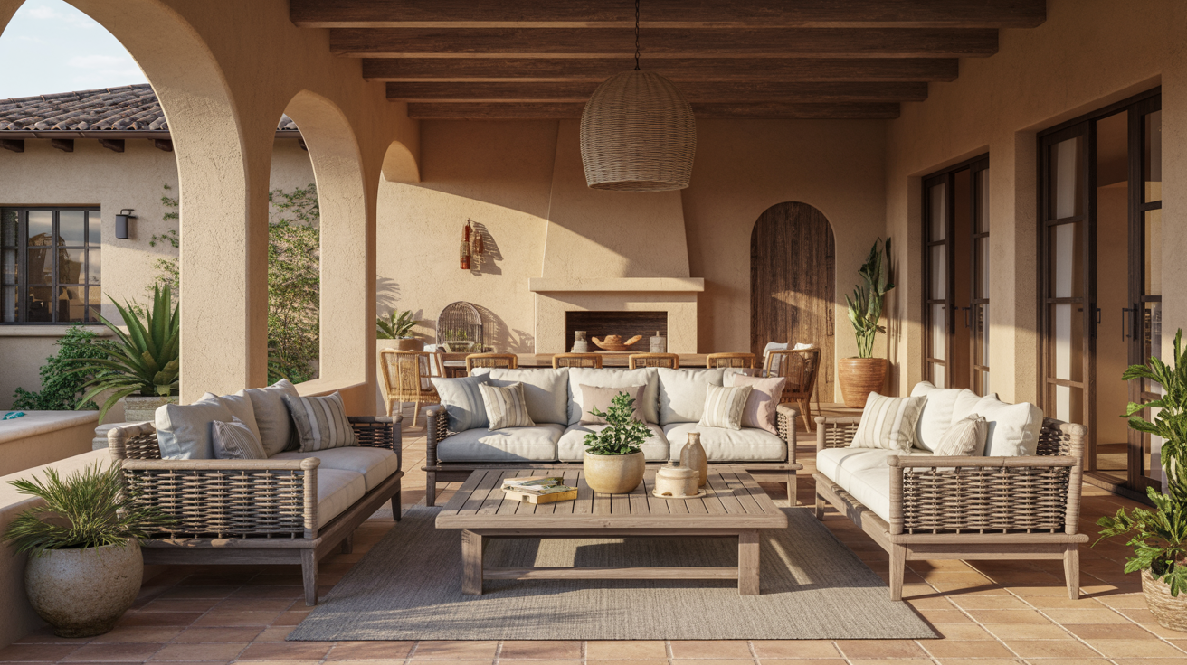 Outdoor Living Rooms with Spanish Flair
