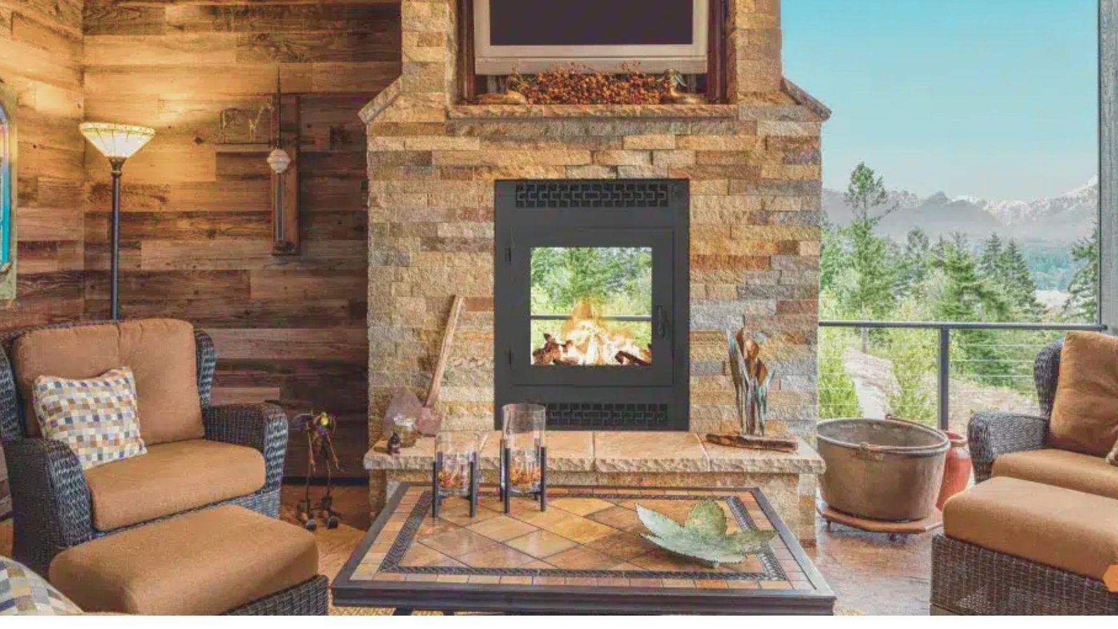 11. Double-Sided Indoor-Outdoor Fireplace