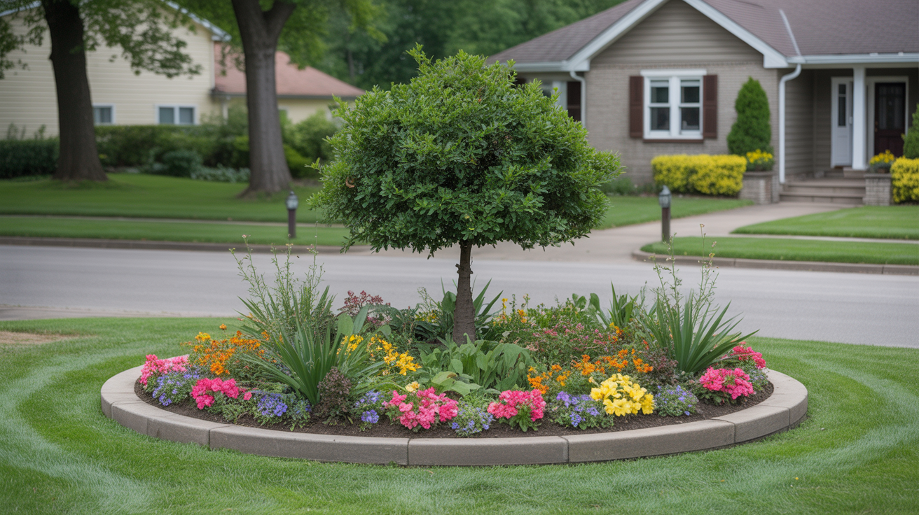 Island-Style Round Flower Bed