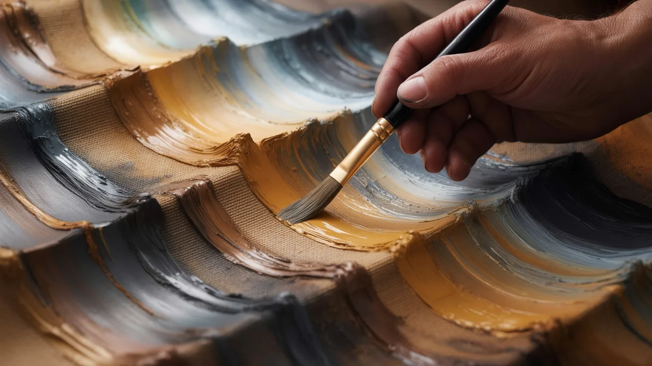 An individual using a brush to paint on paper, focusing on layering colors for natural depth and bright highlights.