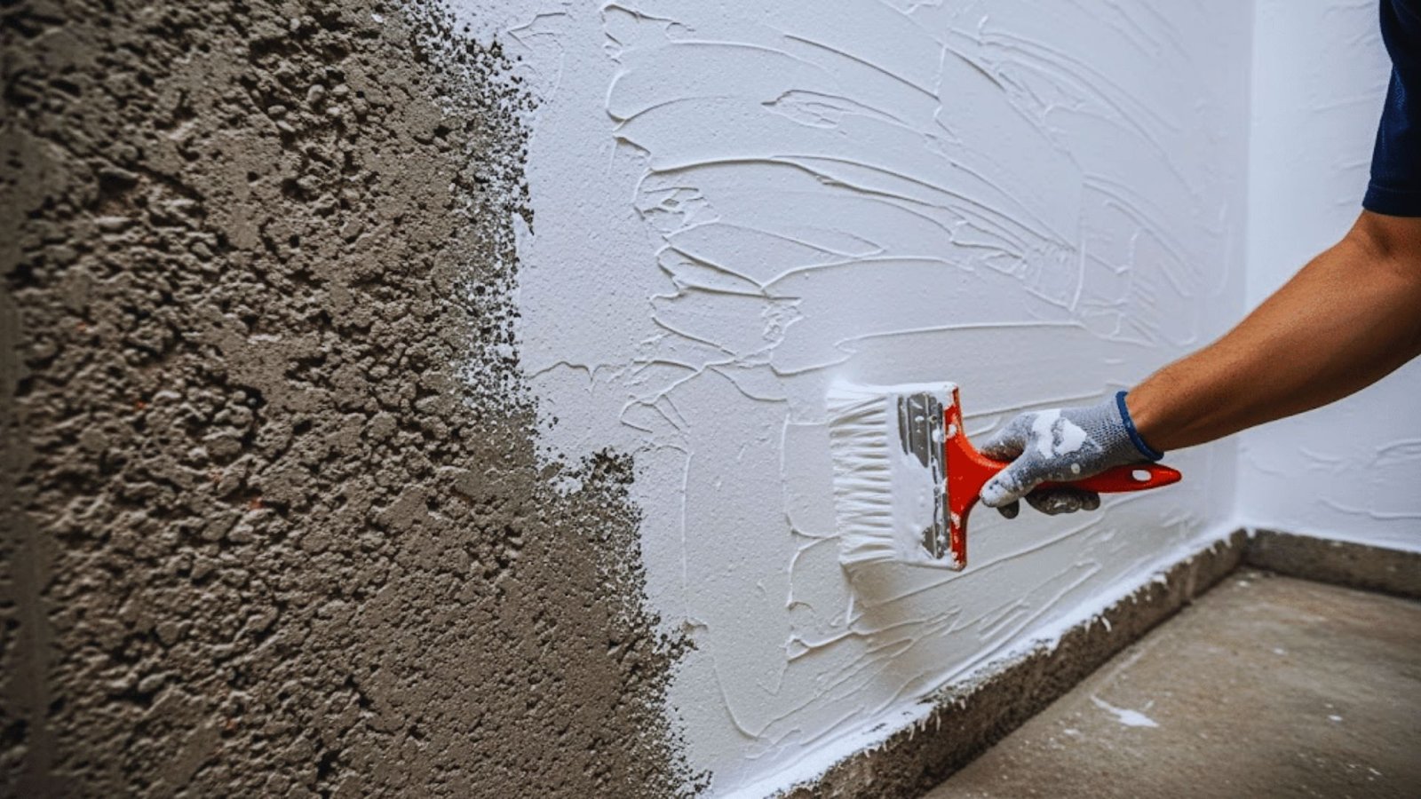 Person painting a wall with a brush.